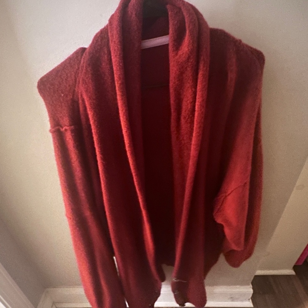 Free People Red Cardigan Sweater